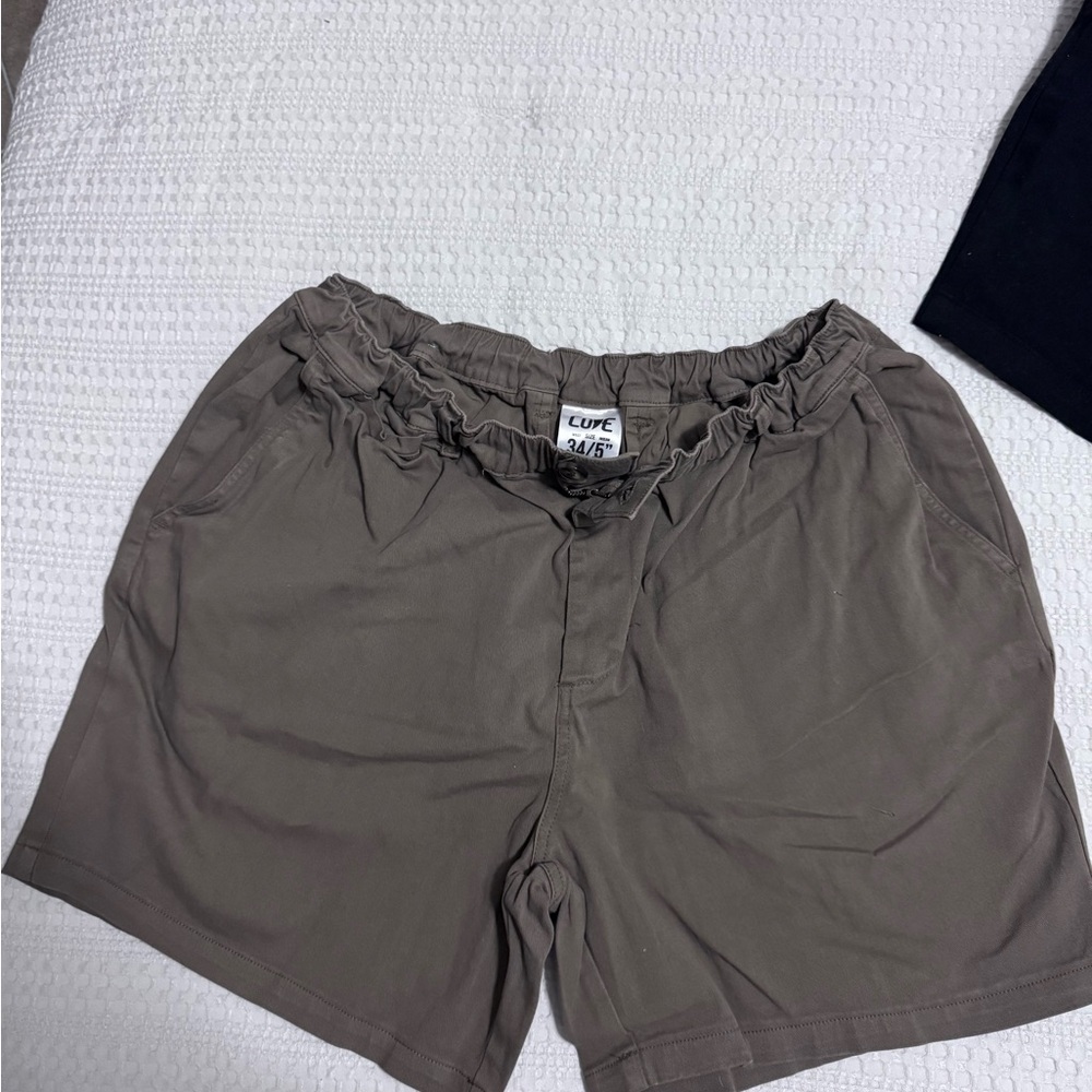 COVE Taupe Elastic Waist chino Shorts